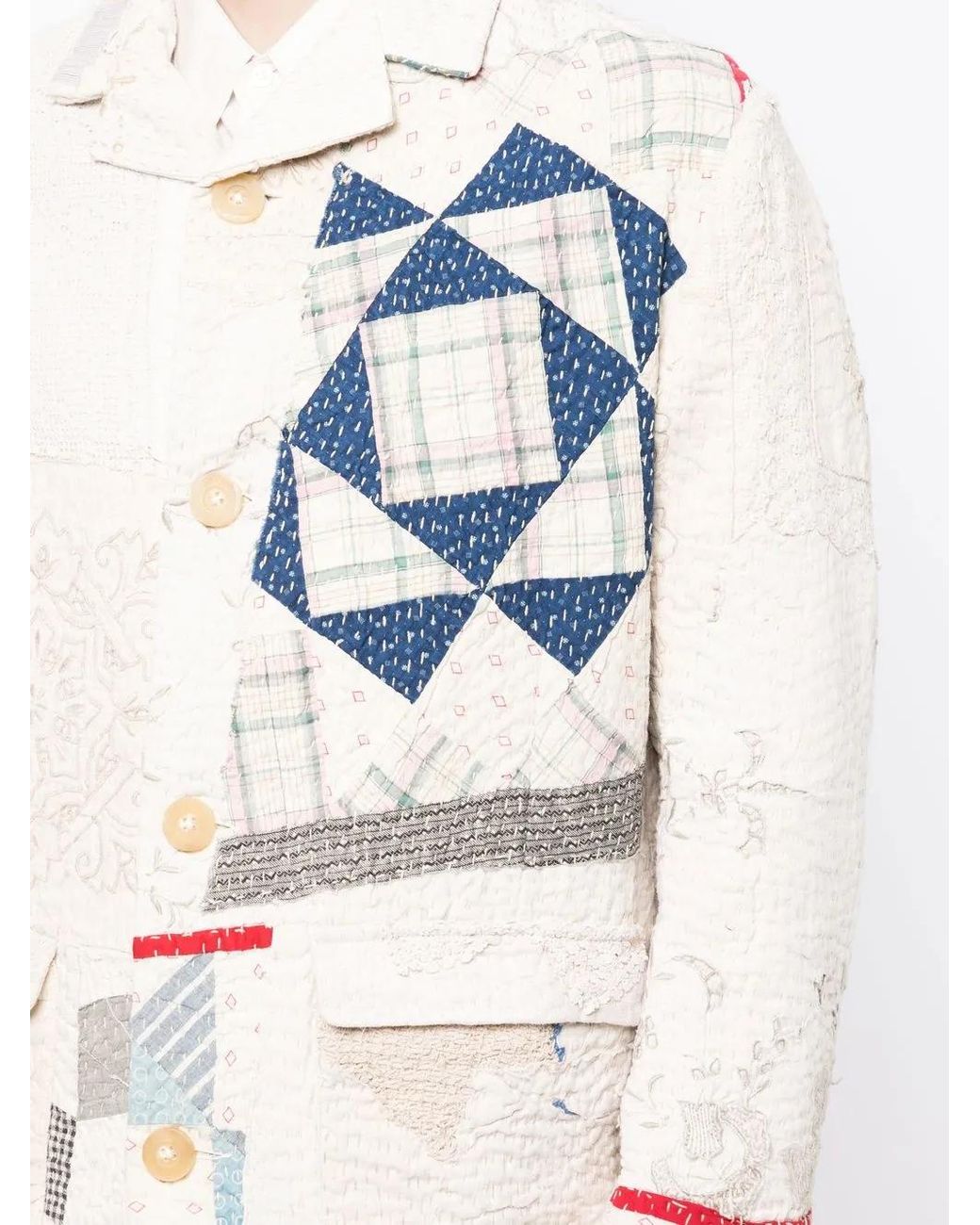 By Walid Natural Patchwork-Design Jacket for men