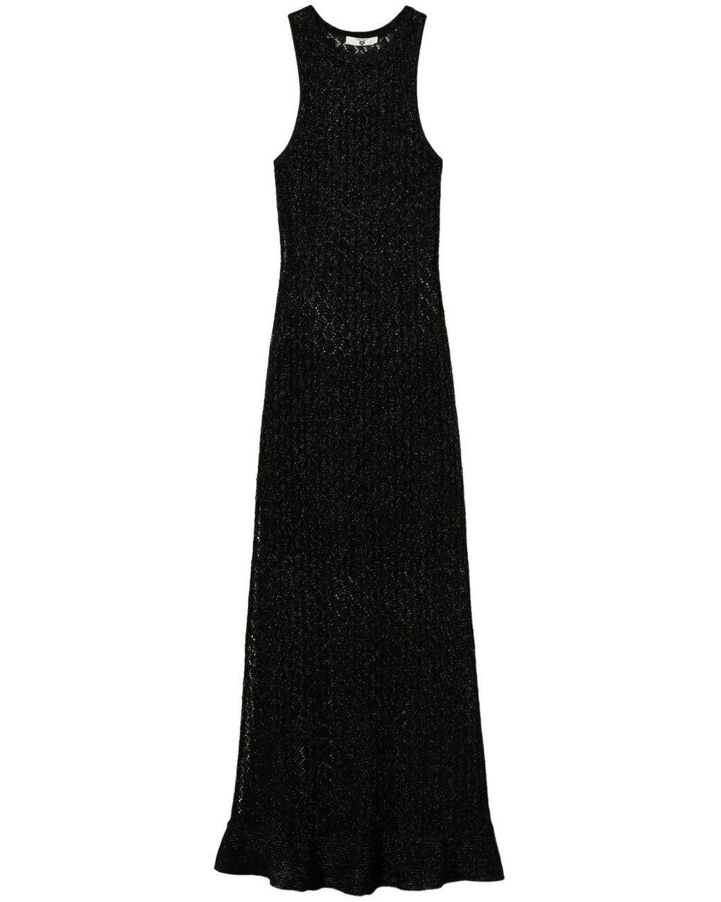 Twinset Black Lurex Pointelle-Knit Dress