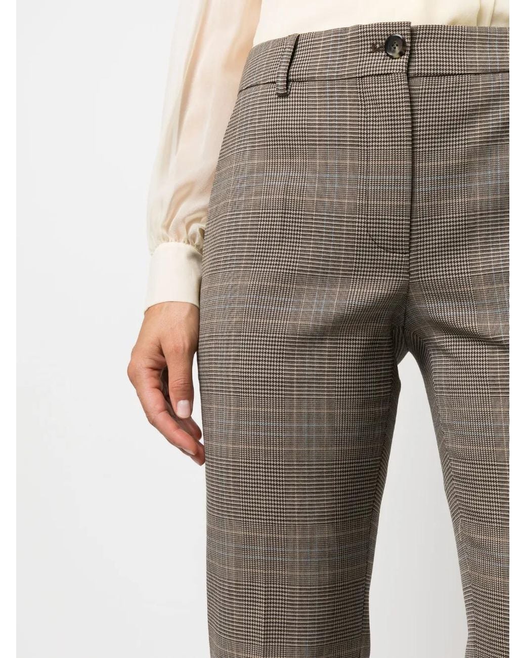 Moschino Gray Checked Straight-Leg Trousers