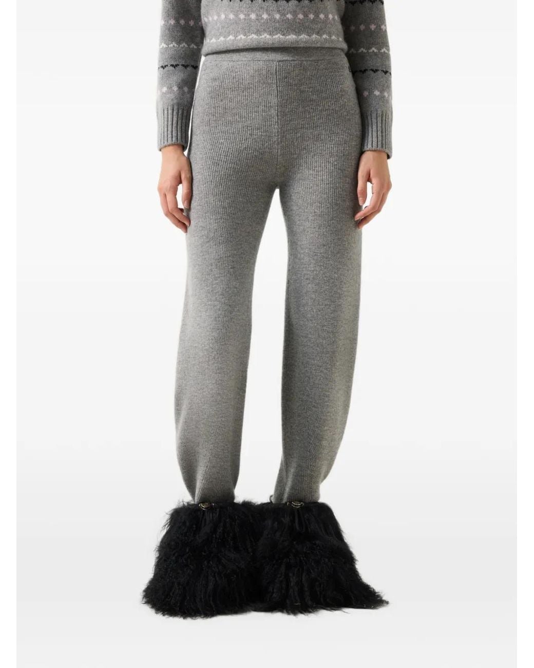 Bogner Gray Luana Knitted Virgin-Wool Trousers