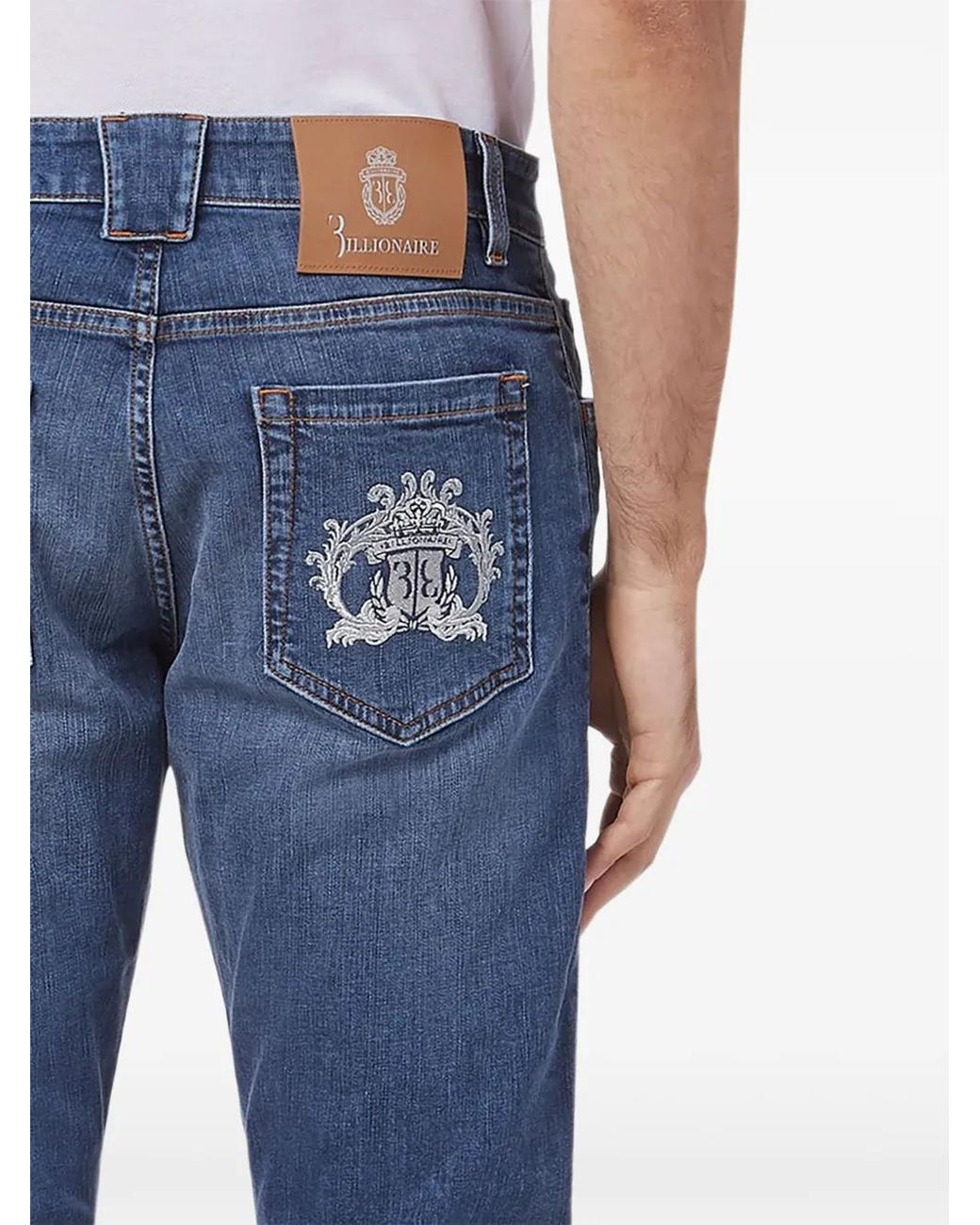 Billionaire Blue Jean Droit Baroque Brodé for men
