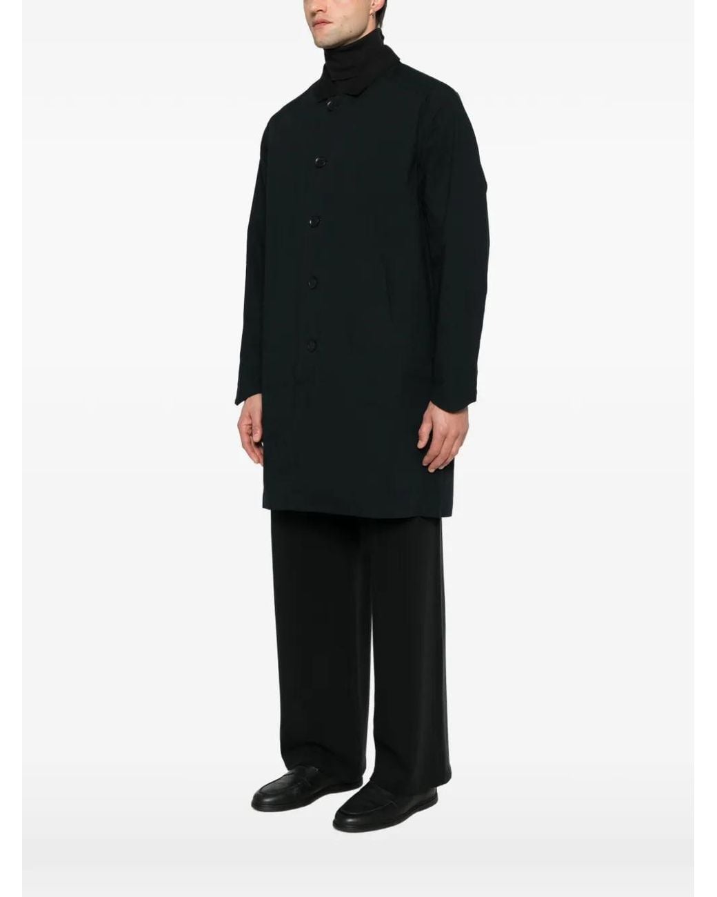 MACRON Black Logo-Patch Button-Up Coat for men