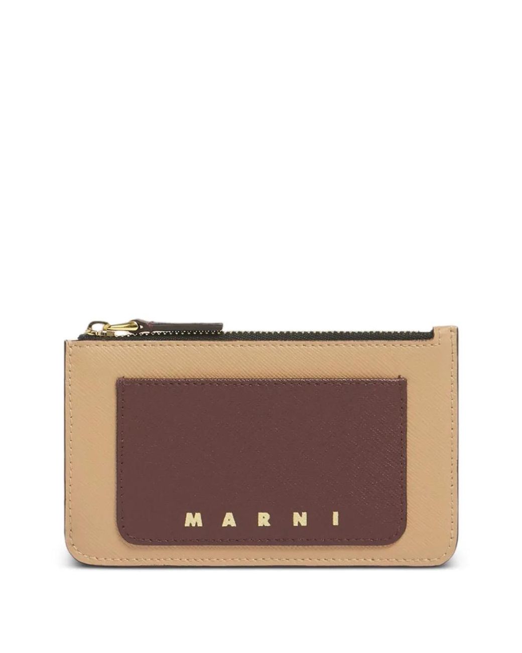 Marni Brown Leather Zip Cardholder