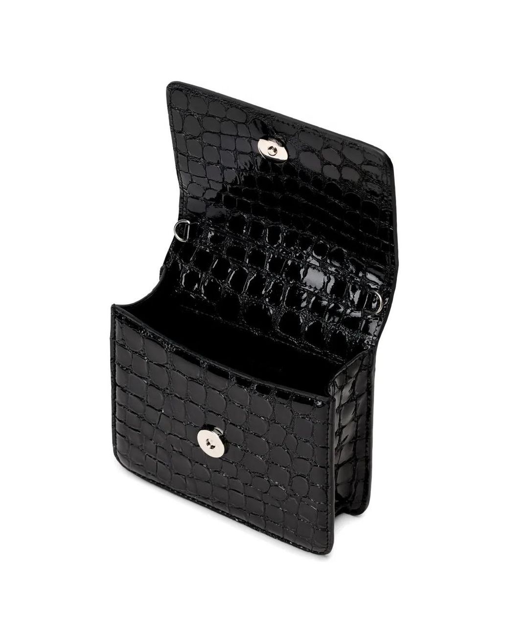 Roberto Cavalli Black Croc-Effect Tiger-Handle Clutch Bag