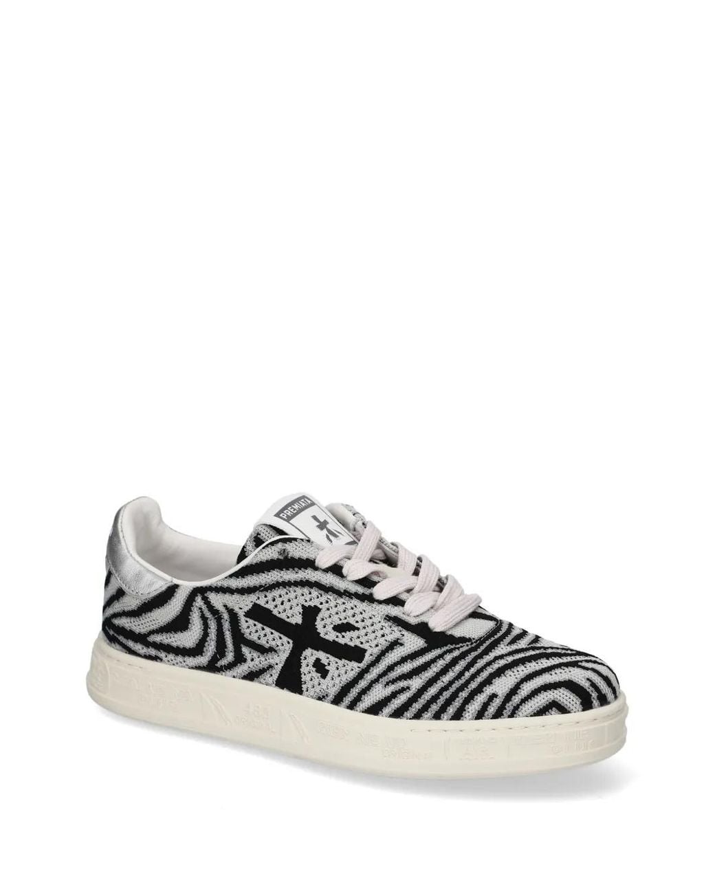 Premiata White Quinnd Zebra-Print Sneakers