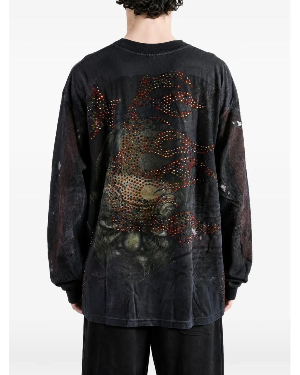 HELLSTAR Blue Crystal-Embellished Long-Sleeve T-Shirt for men