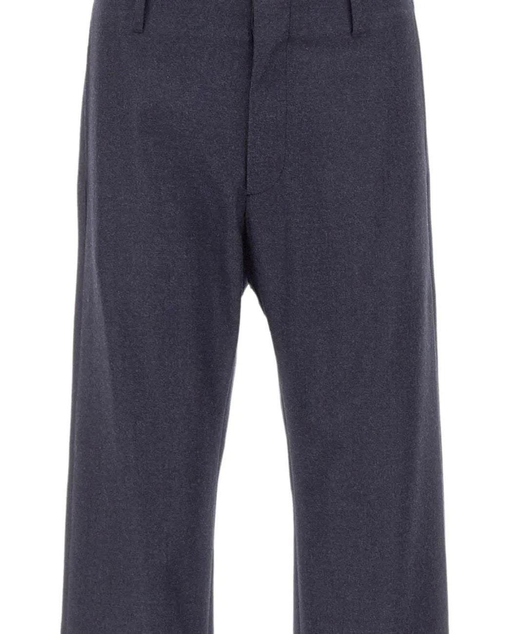 MM6 by Maison Margiela Blue Fringed-Edge Wool Trousers for men