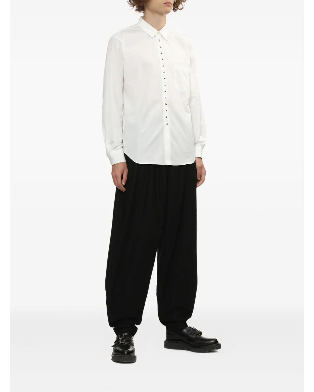 COMME DES GARÇON BLACK White Stud Button Shirt for men