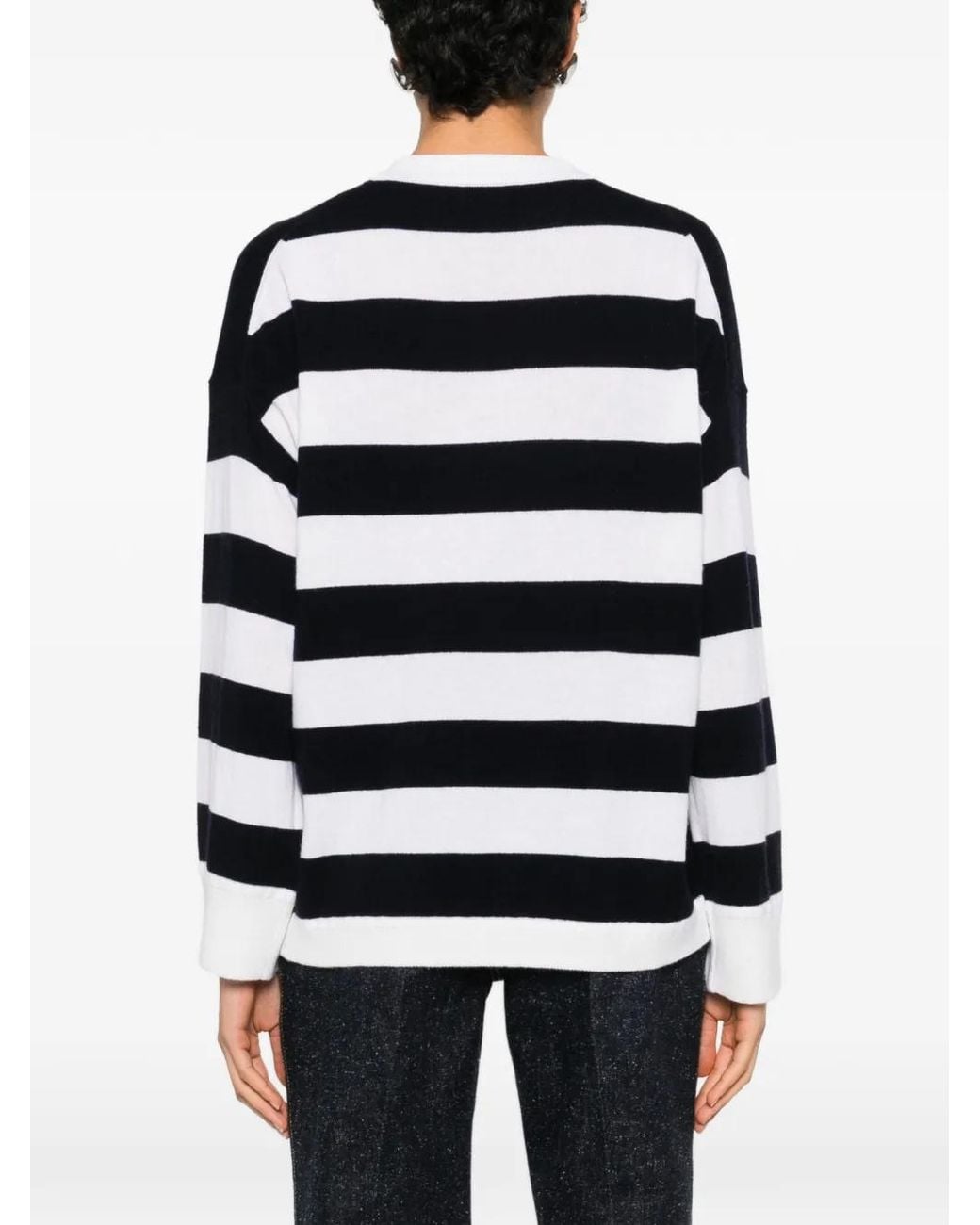 Allude Black Striped-Pattern Sweater