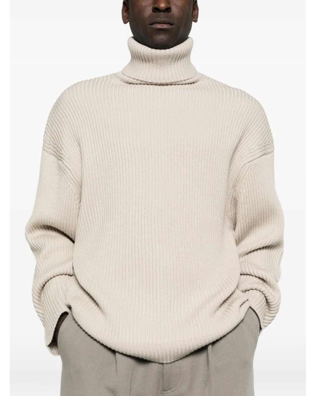 Entire studios White Roll-Neck Ribbed Sweater