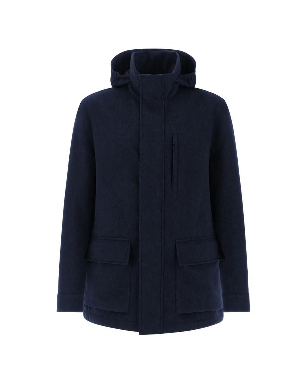 Paul & Shark Blue Maestro Hooded Cashmere Coat for men