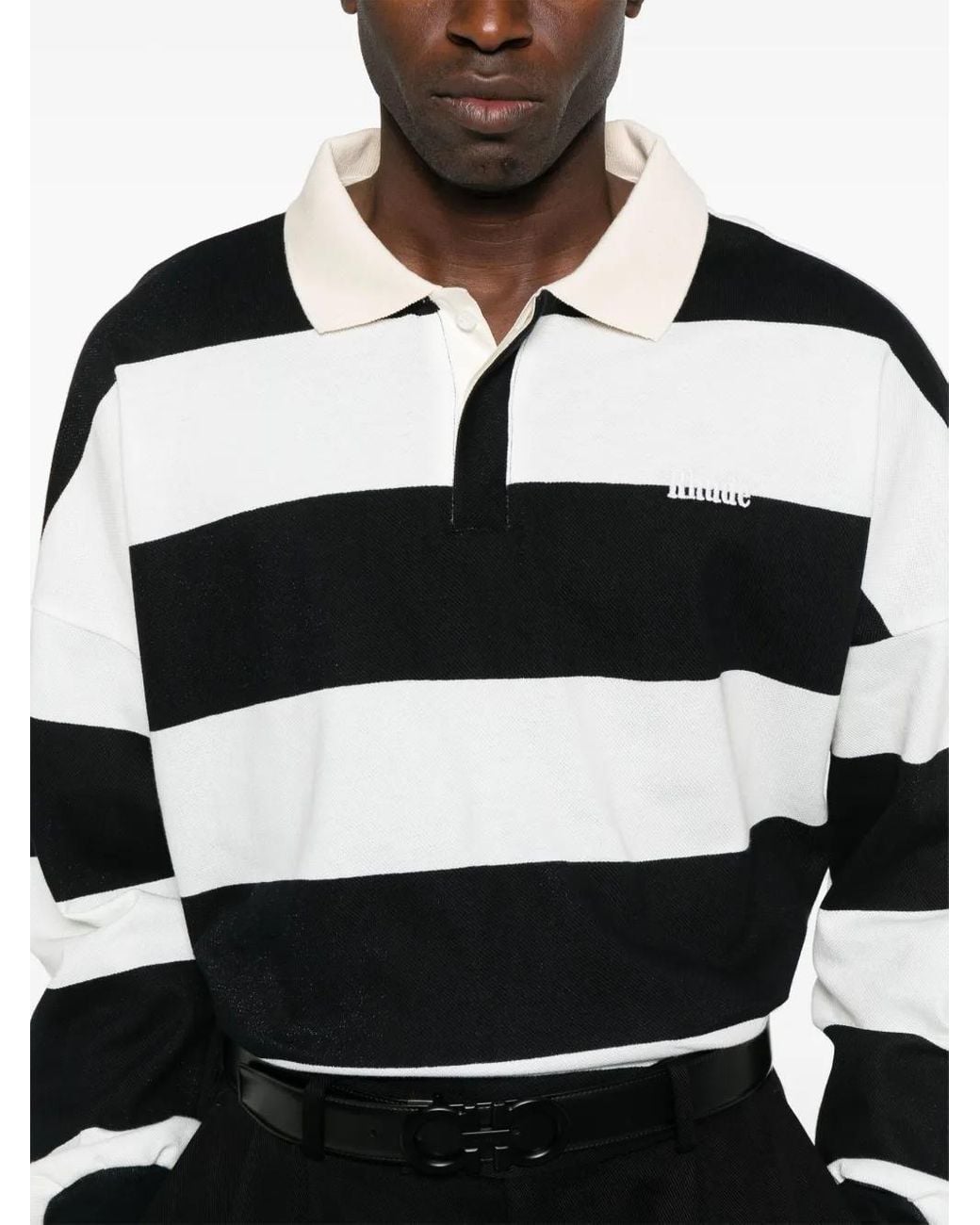Rhude Black Striped Polo Shirt for men