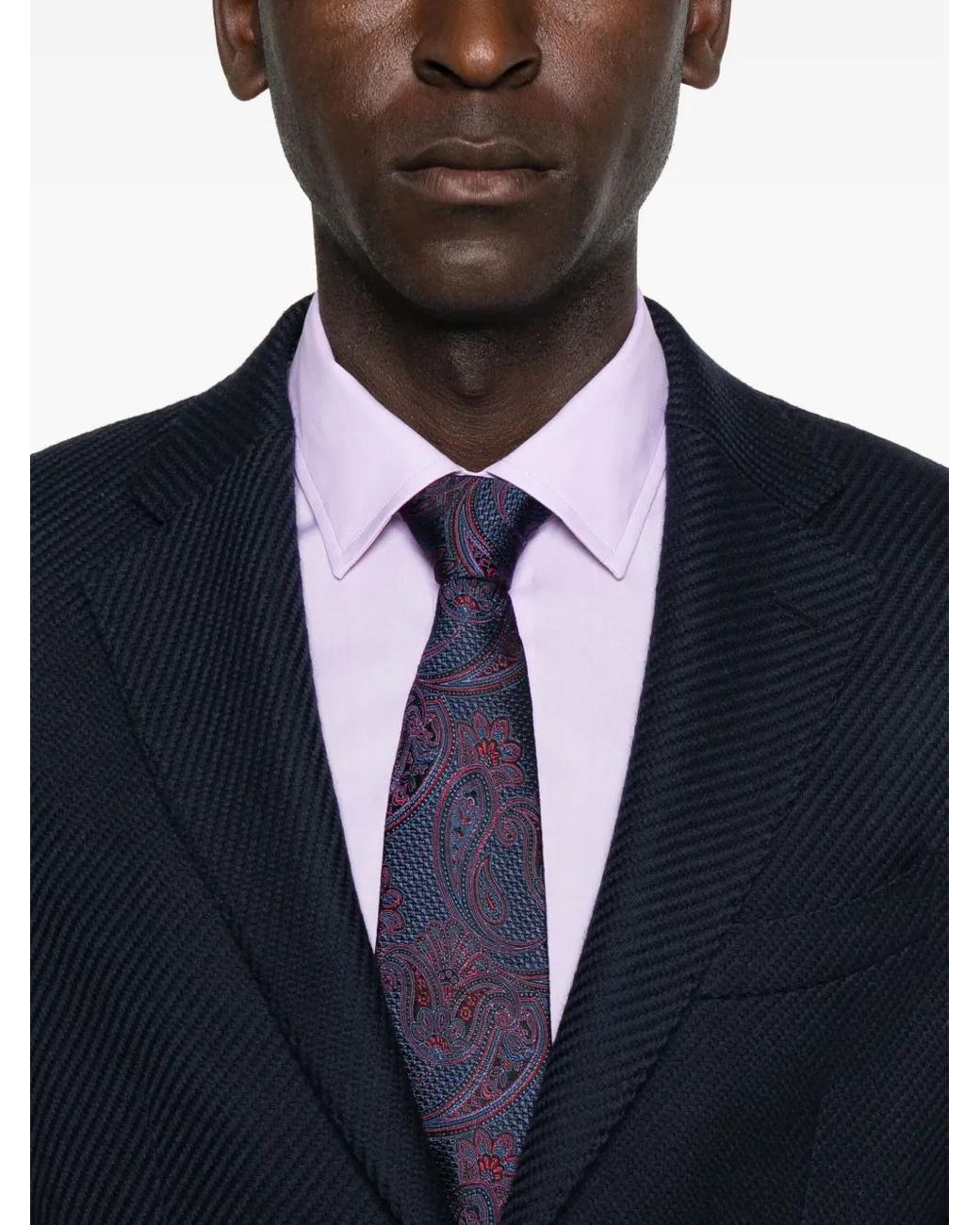 Etro Blue Notched Patterned Blazer for men