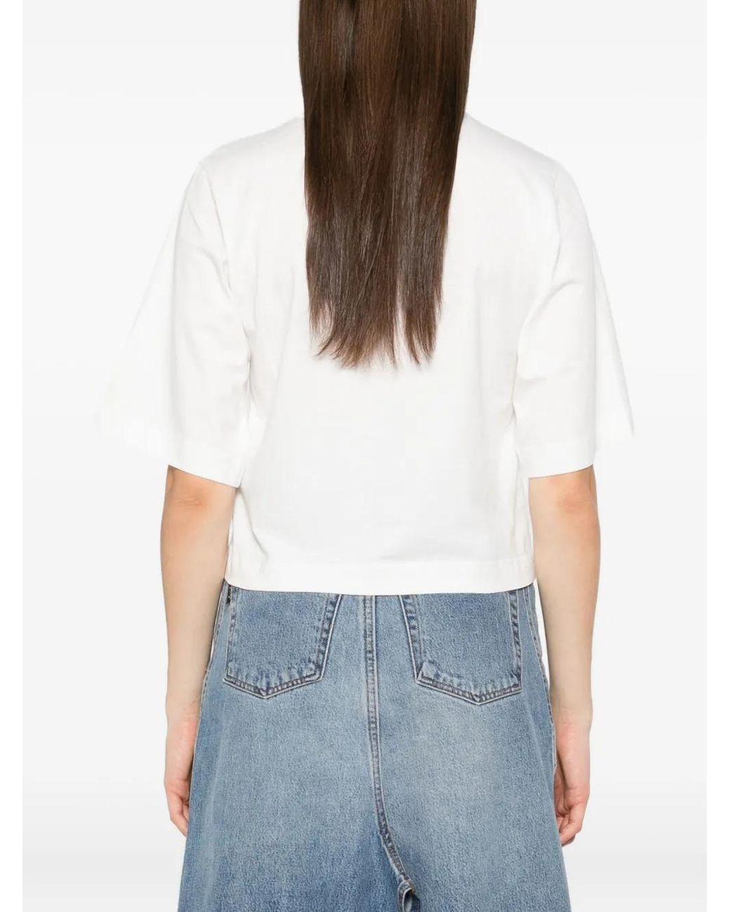 Palm Angels White Cotton T-Shirt With Print