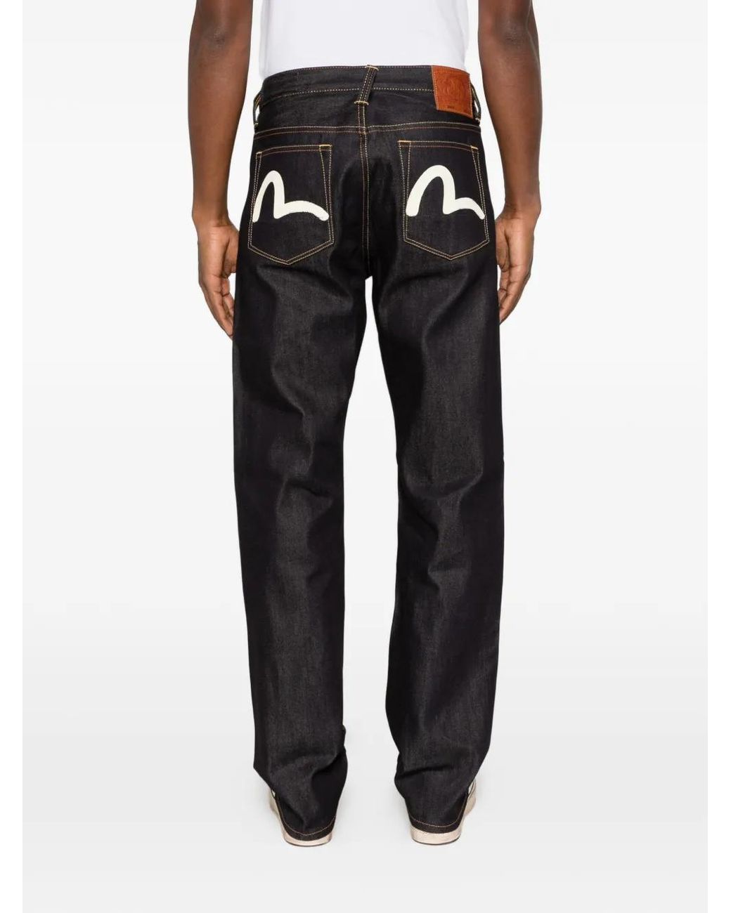 Evisu Black Seagull Contrast-Stitch Jeans for men