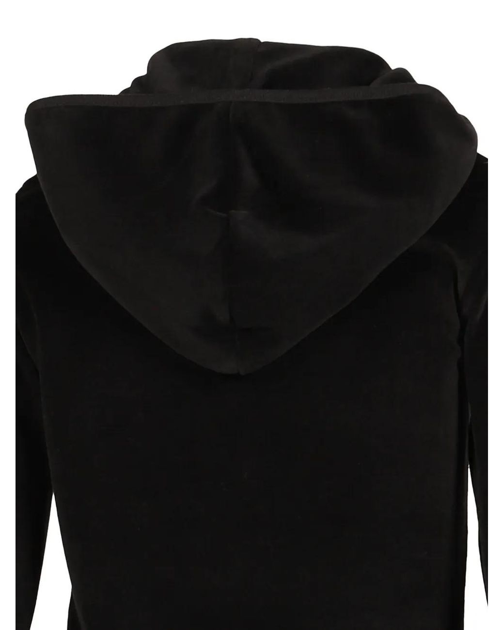 604SERVICE Black Cross-Charm Velvet-Finish Hoodie