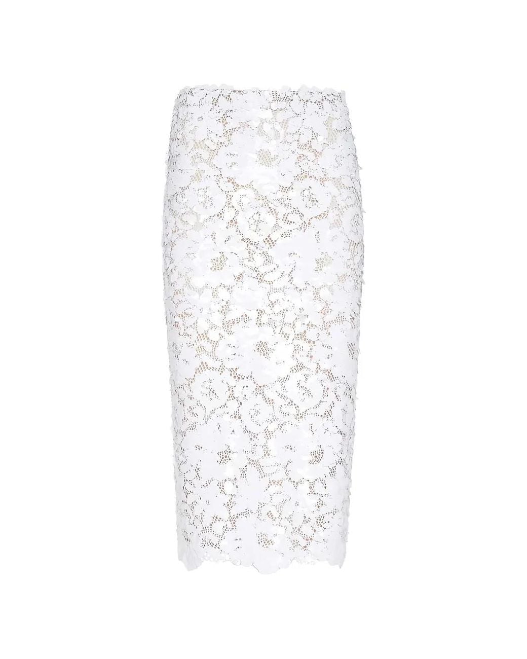 L'Agence White Makena Sequin-Embellished Midi Skirt