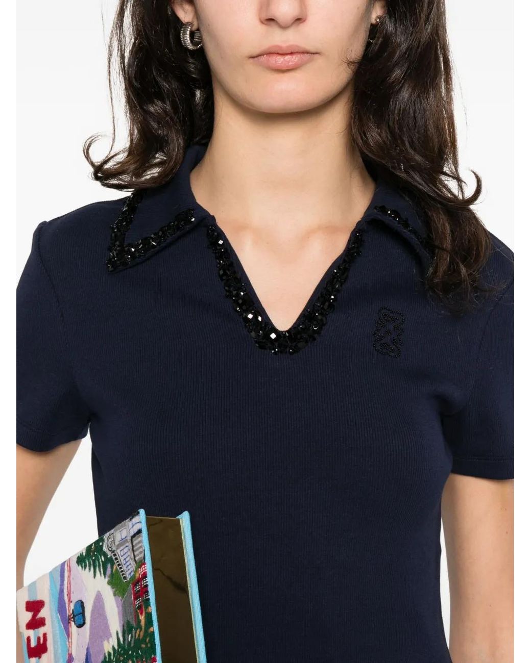 Sandro Blue Pearl Polo Collar