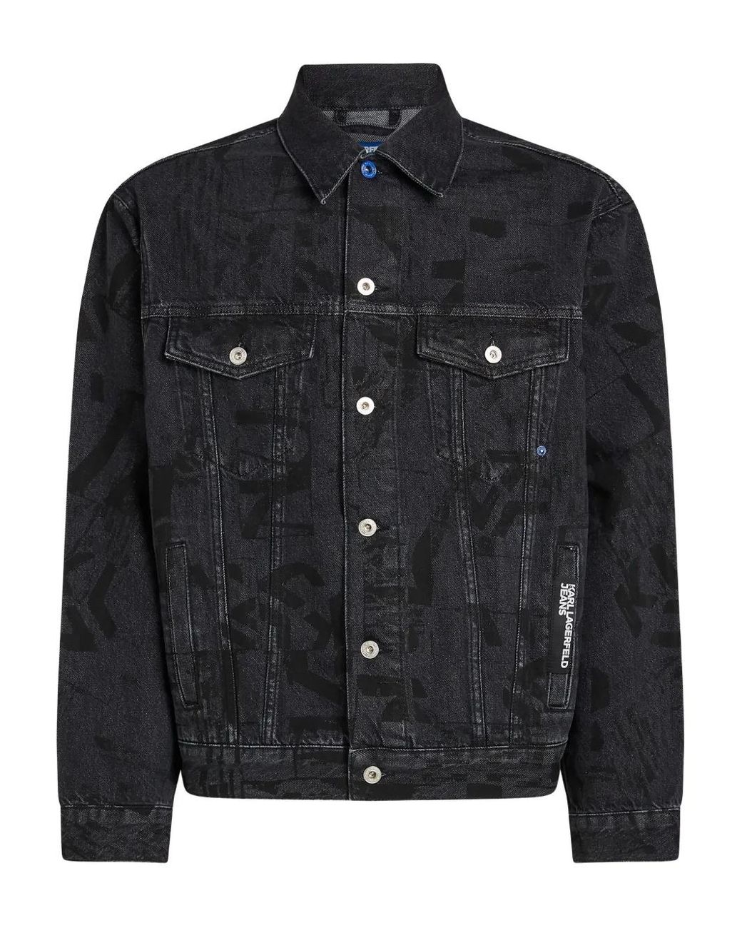 Karl Lagerfeld Black Logo-Print Denim Jacket for men