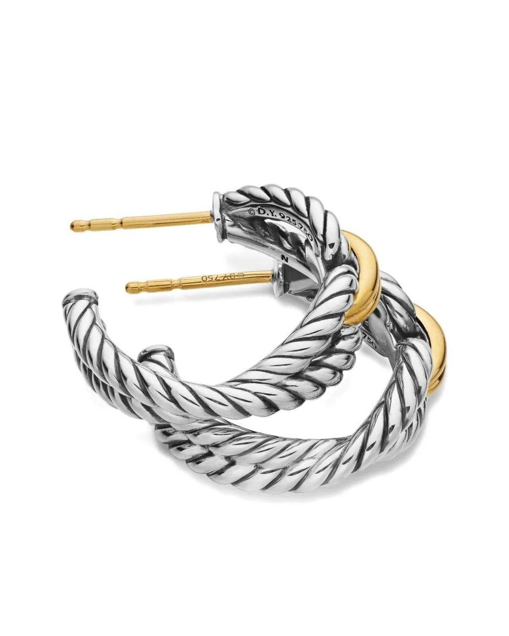 David Yurman Metallic 18Kt And Sterling Cable Loop Hoop Earrings (22Mm)