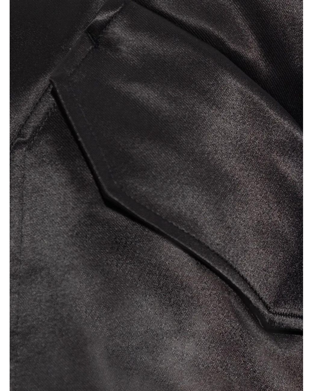 Y-3 Black Satin Zip-Up Bomber Jacket