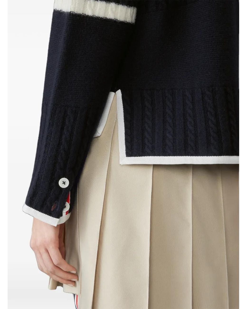 Thom Browne Blue Merino-Wool 4-Bar Rugby Milano-Stitch Cardigan