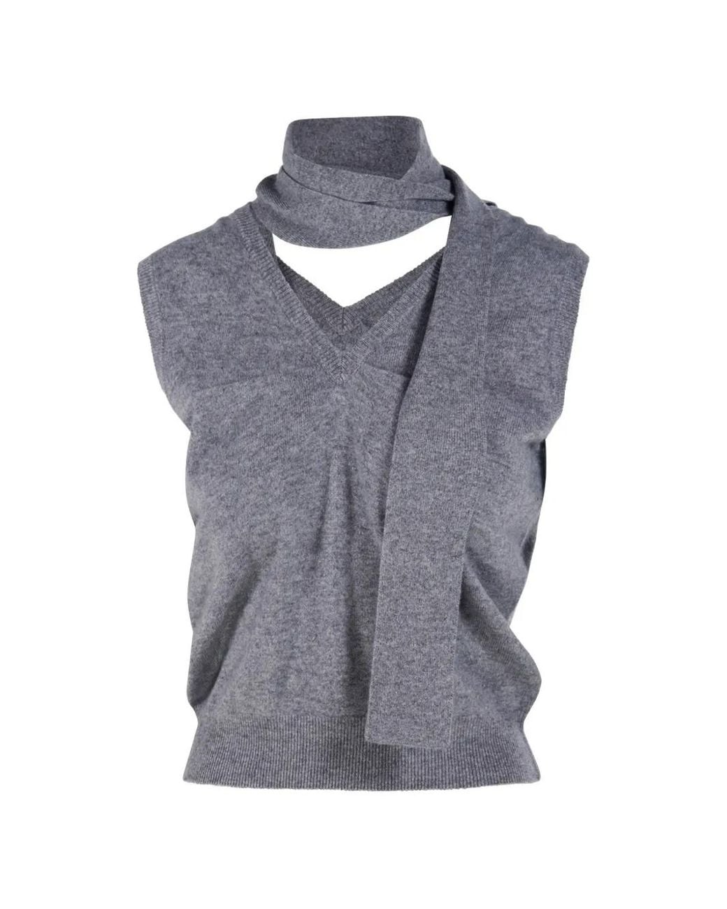 Lisa Yang Blue Gilet Ellisyn À Détail De Foulard