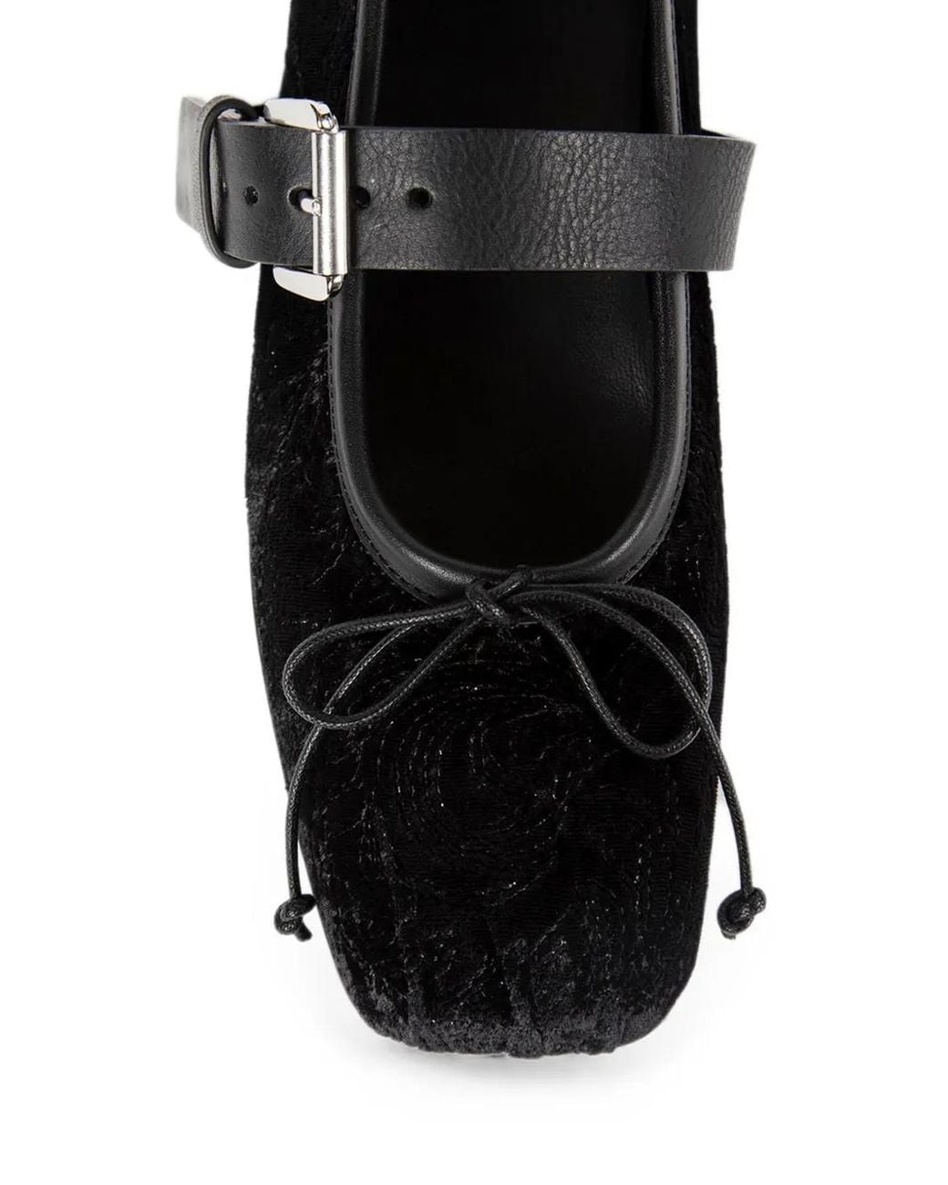 Ann Demeulemeester Black Paisley-Embroidered Velvet Ballet Flats