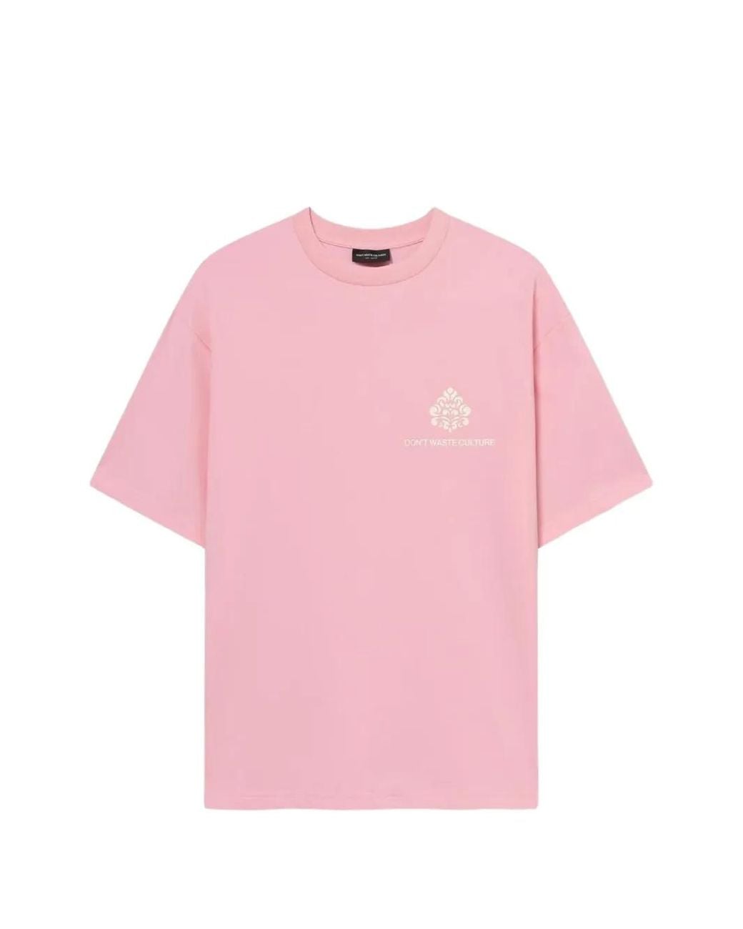 don't waste culture Pink Logo-Print Drop-Shoulder T-Shirt for men