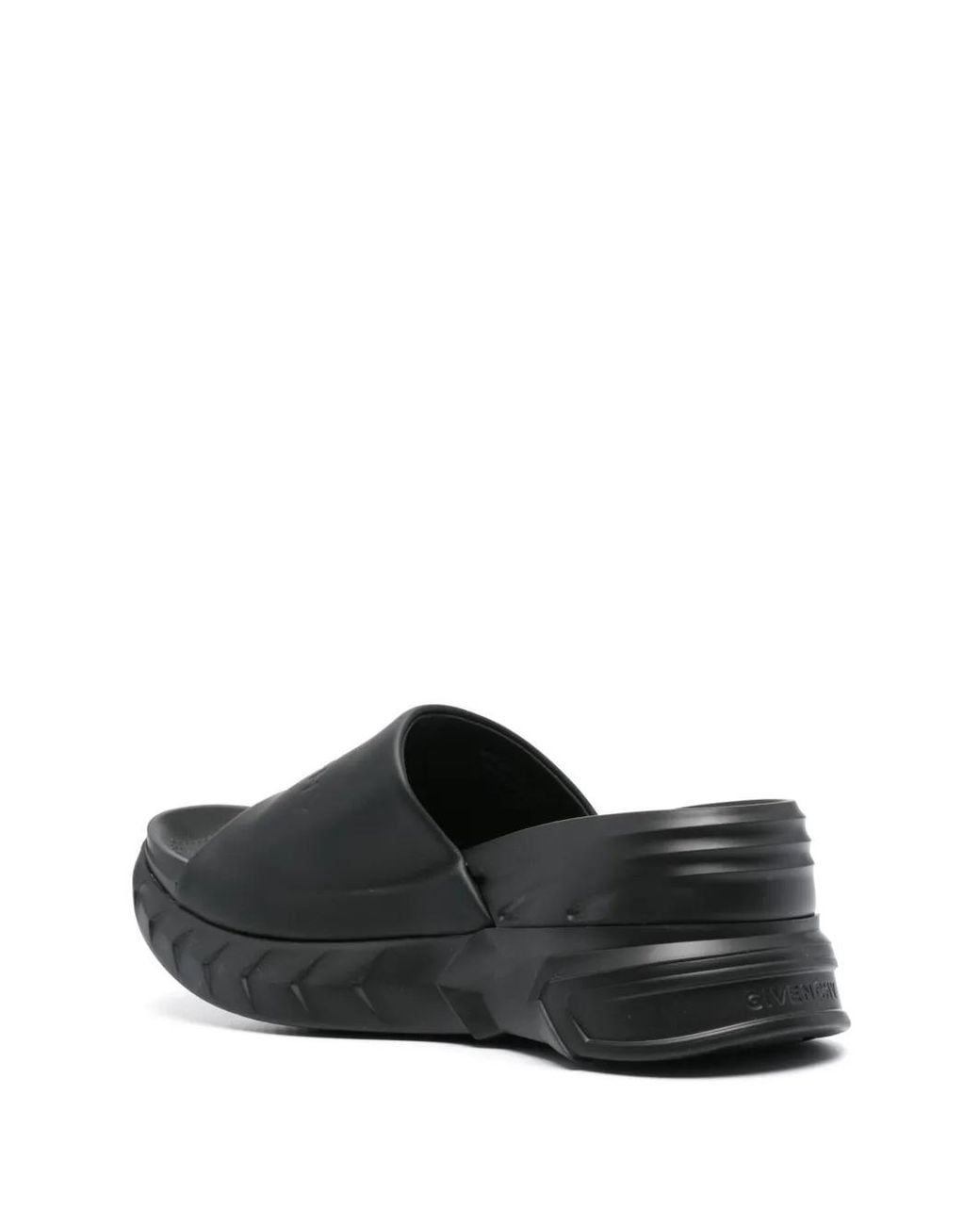 Givenchy Gray Logo-Debossed Leather Slides