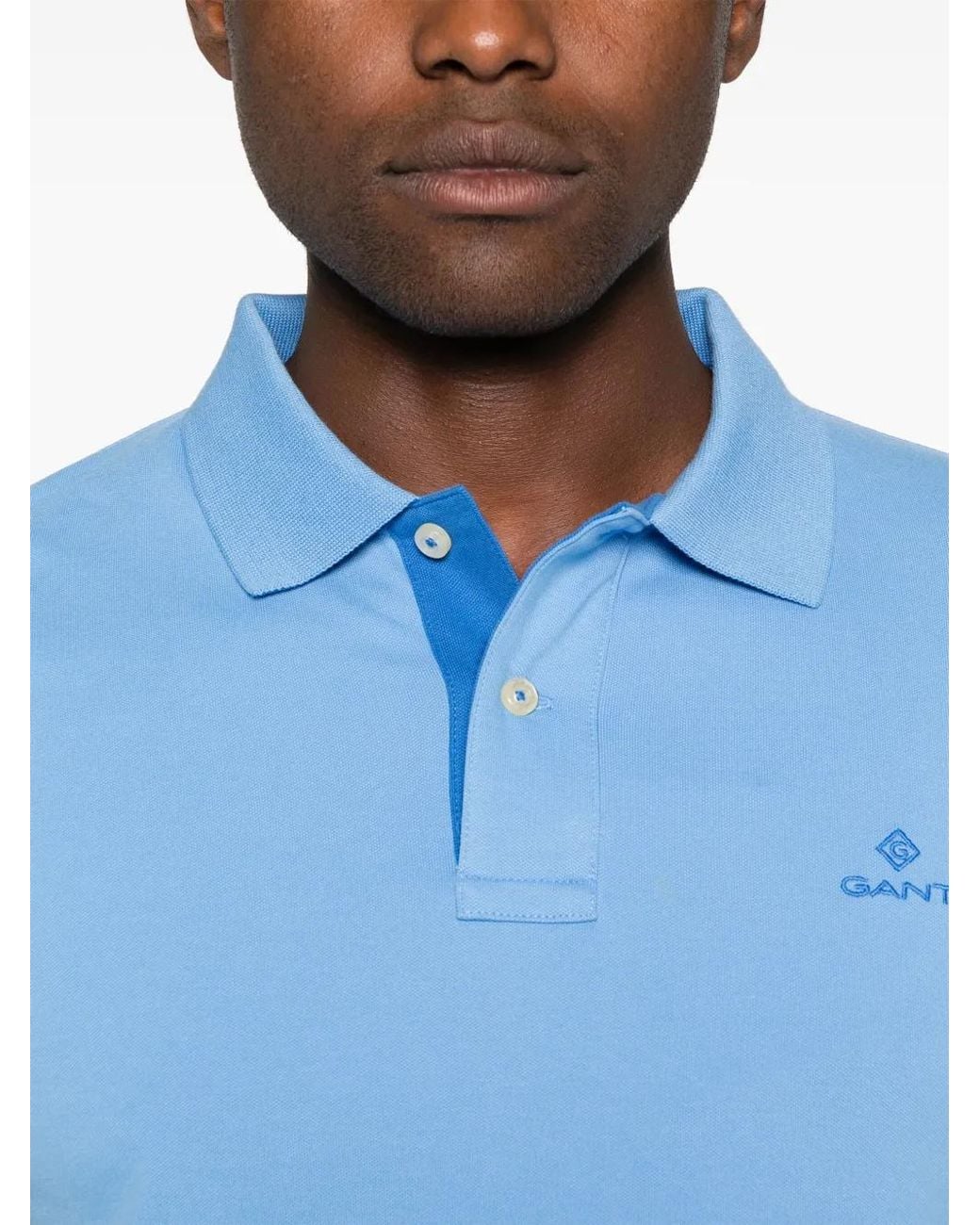 Gant Blue Cotton-Blend Polo Shirt for men