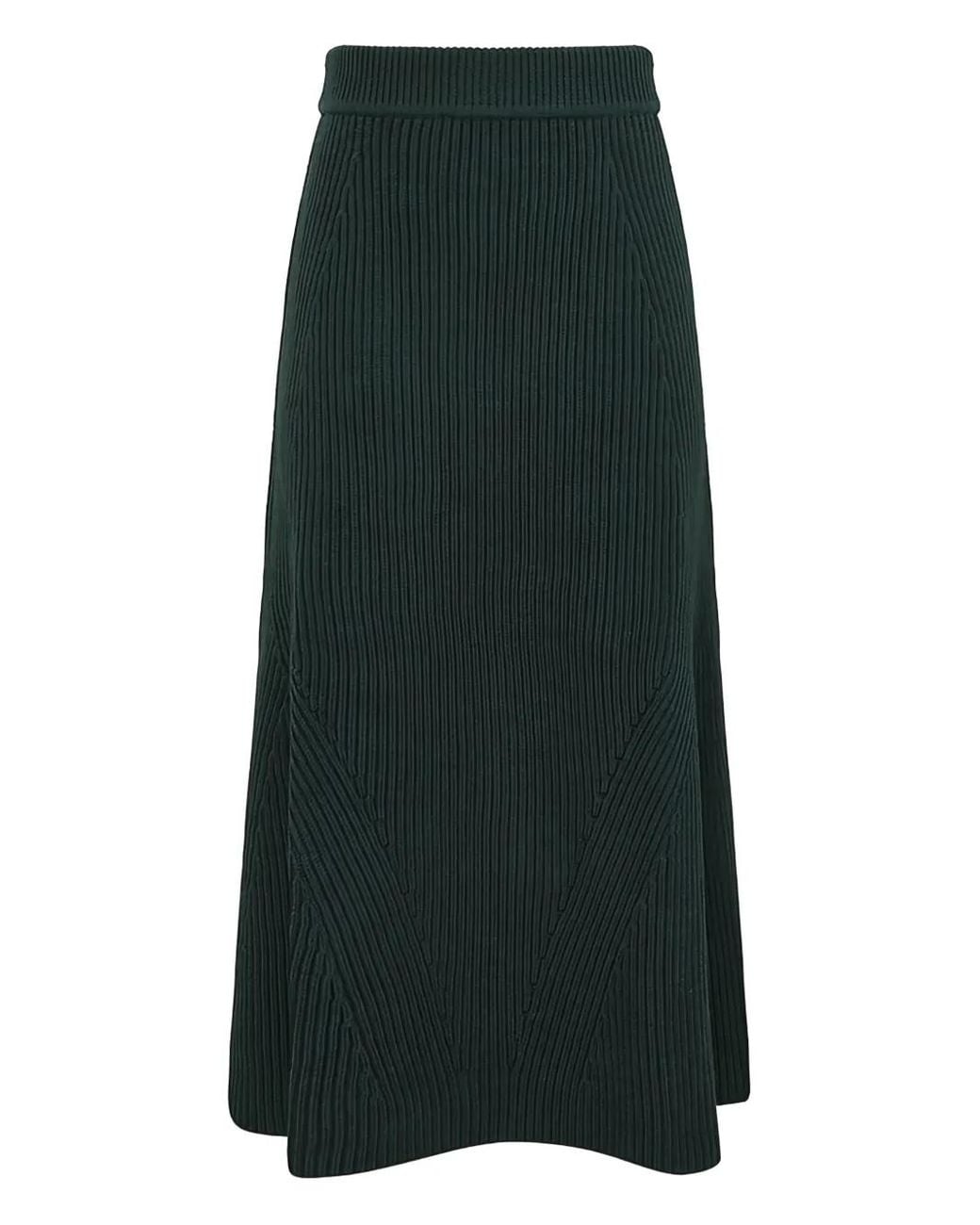 Zimmermann Green Hypnotic Ribbed Midi Skirt