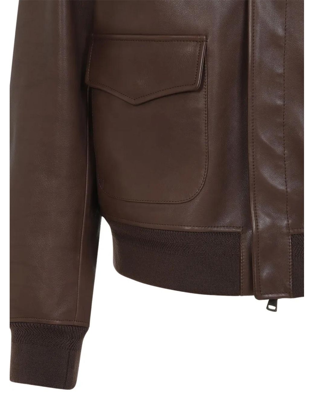 Ralph Lauren Brown Zip-Up Leather Jacket for men