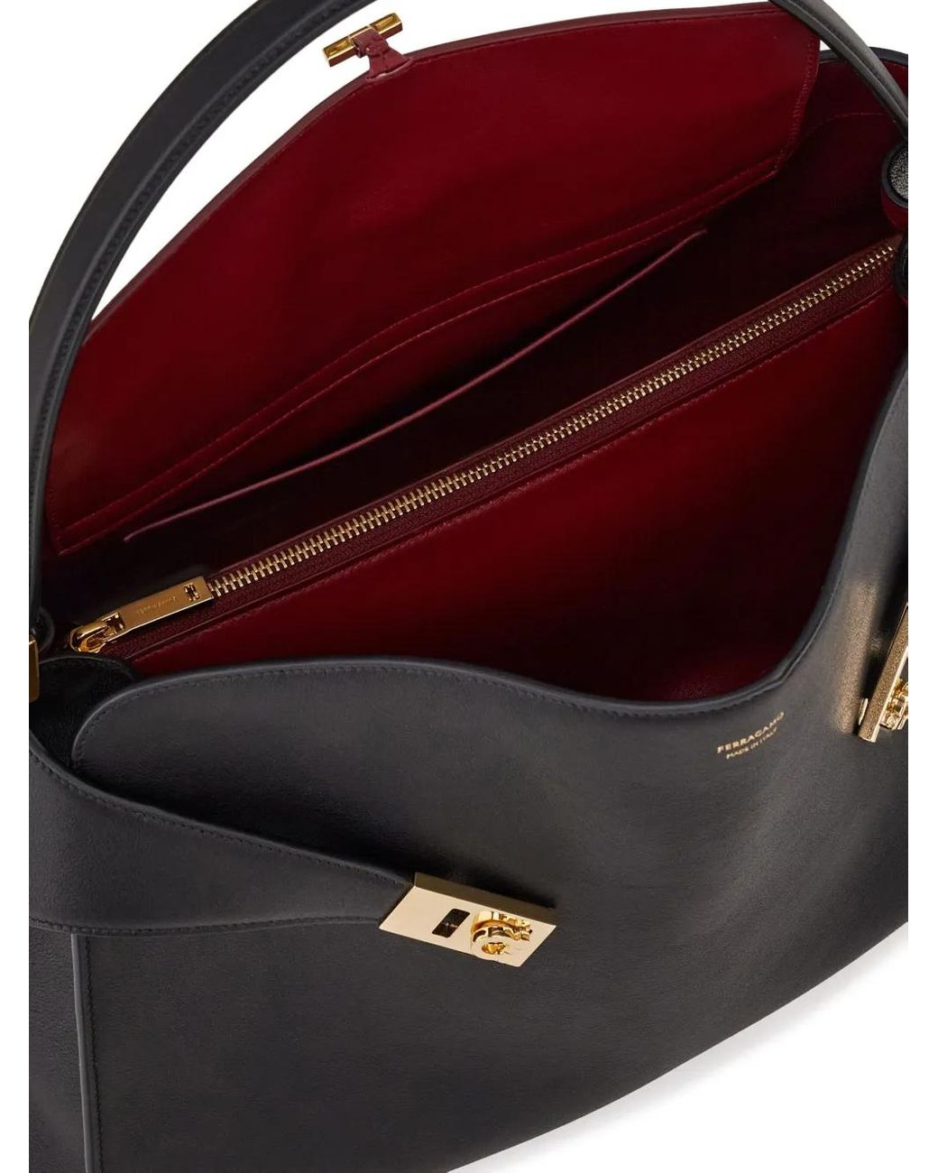 Ferragamo Black Hug Medium Leather Tote Bag
