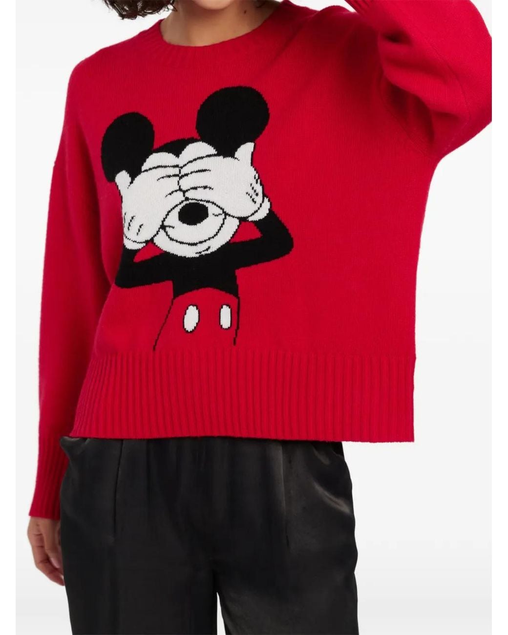 Chinti & Parker Red Mickey Mouse Intarsia-Knit Sweater