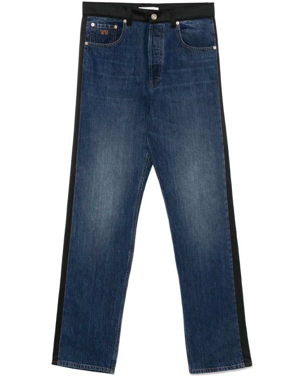 Vaqueros Con Logo Bordado Y Rayas Laterales Wales Bonner de hombre de color Blue