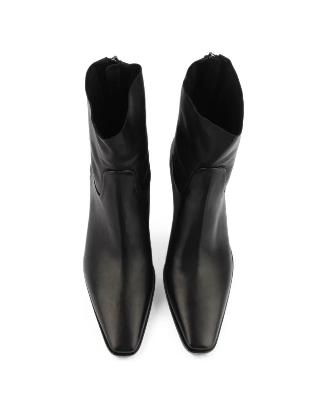 Elena Iachi Black Pointed-Toe Zip-Back Ankle Boots