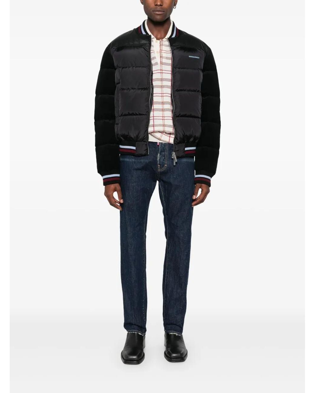 DSquared² Black Mixed Puffer Bomber for men