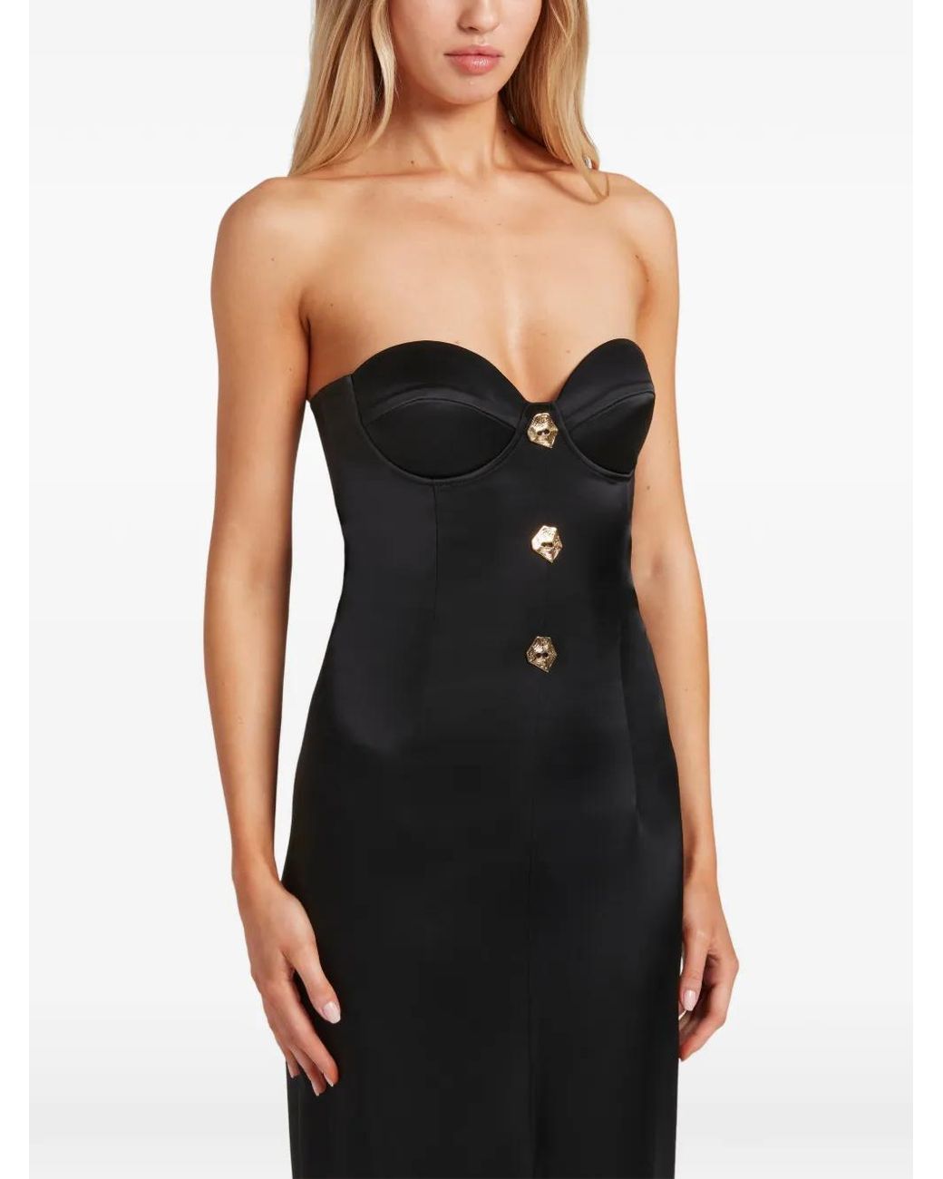 Violante Nessi Black Strapless Corset Midi Dress