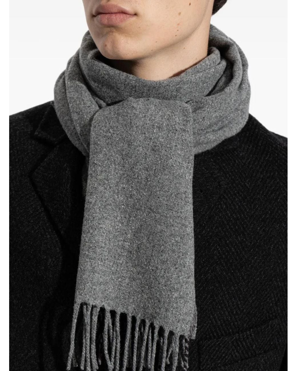 Eleventy Gray Fringed Scarf for men
