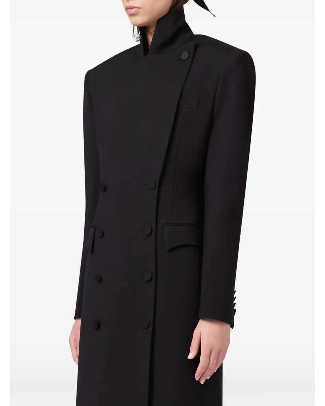 GIUSEPPE DI MORABITO Black Double-Breasted High-Neck Coat