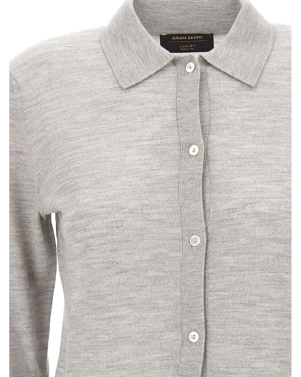 Gran Sasso Gray Button-Front Long-Sleeve Cardigan