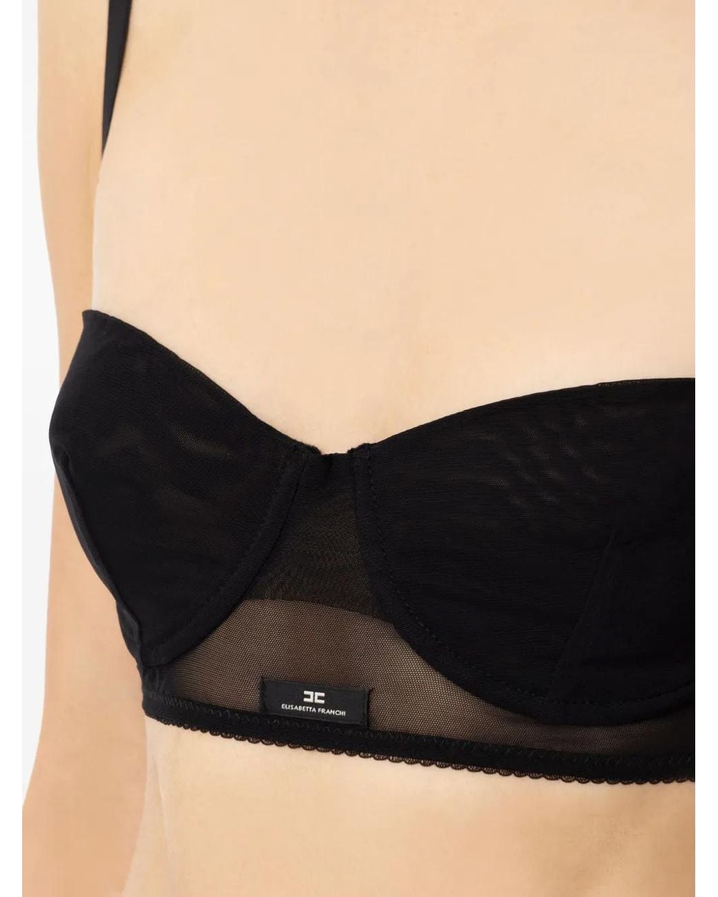 Elisabetta Franchi Black Stretch Tulle Bra Top