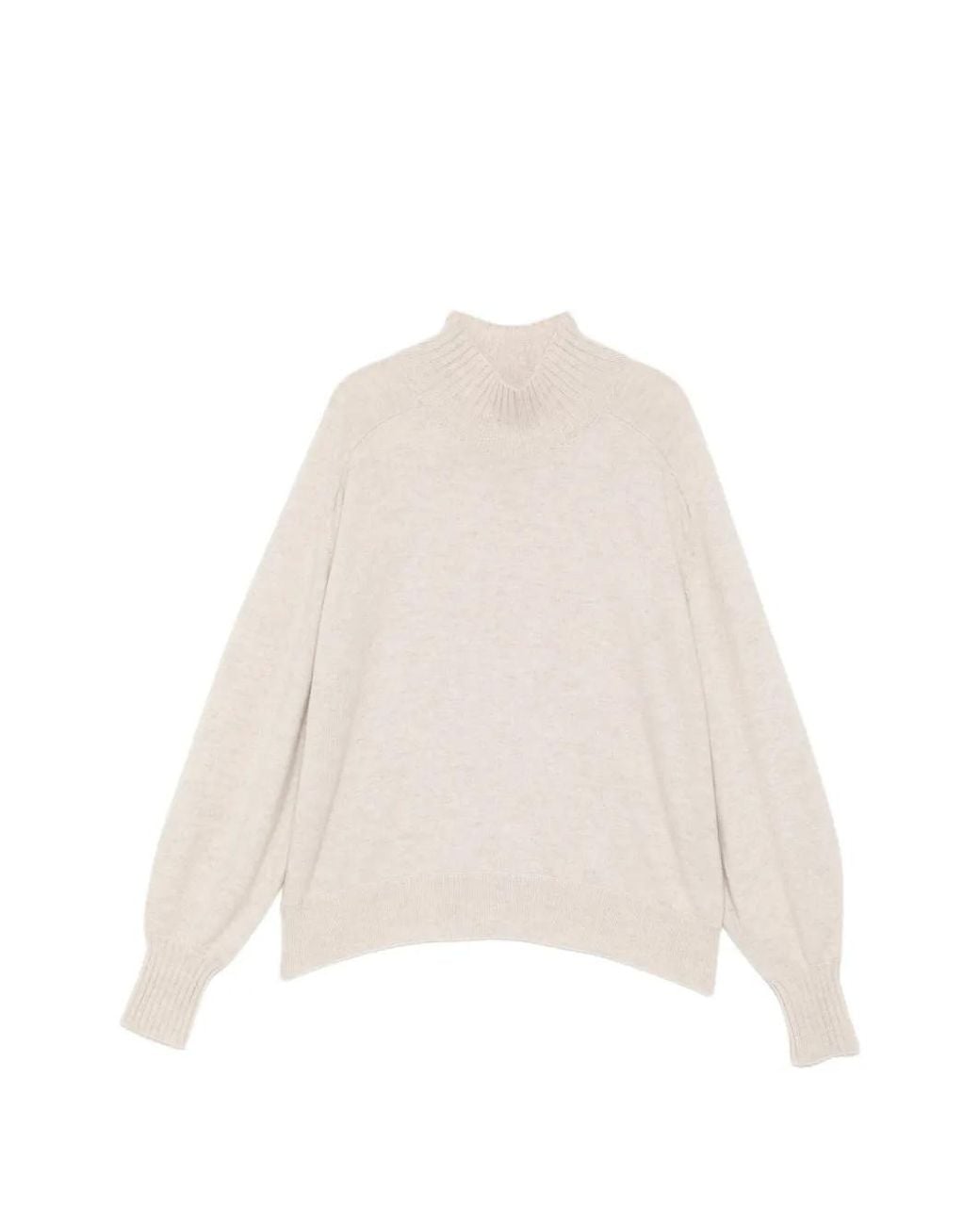 N.Peal Cashmere Natural Funnel-Neck Cashmere Sweater