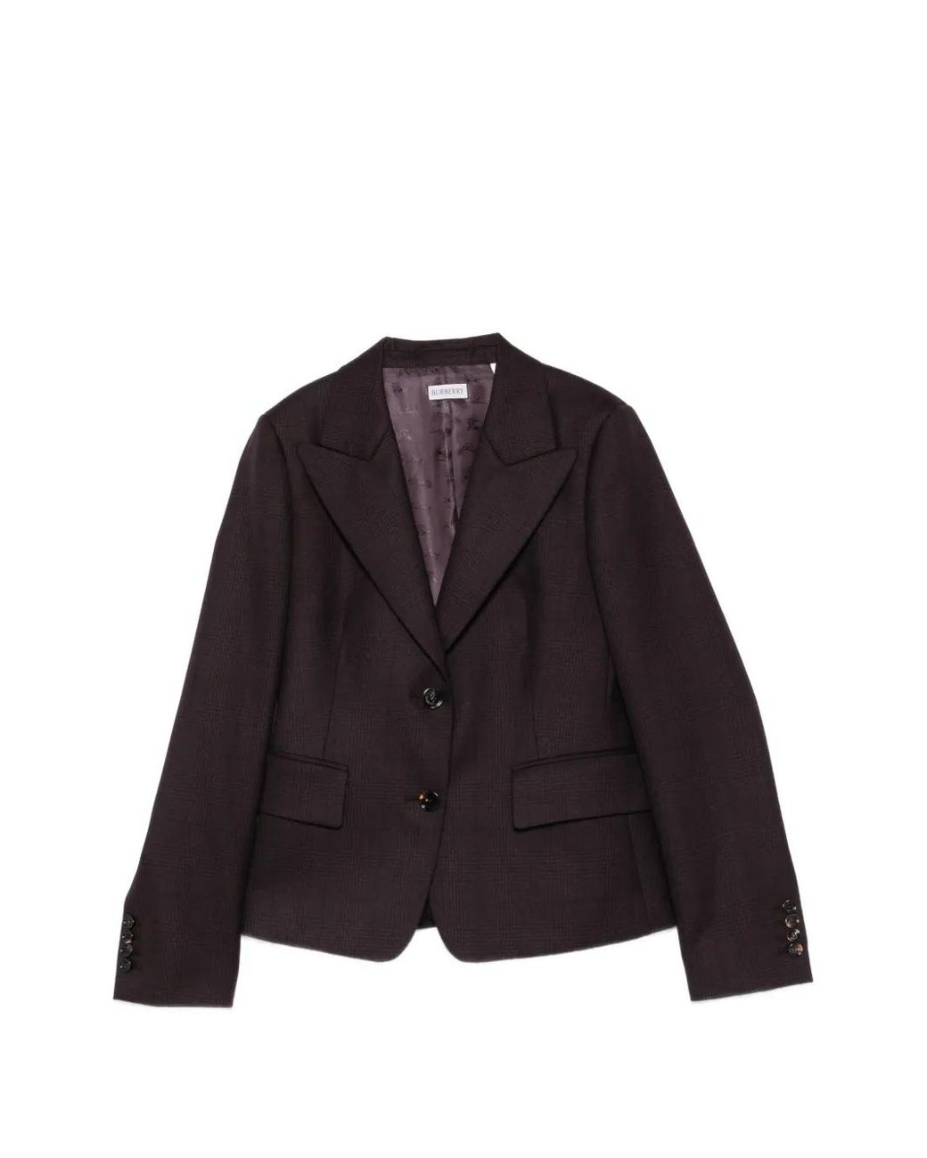 Burberry Purple Check Wool Tailored Jacket