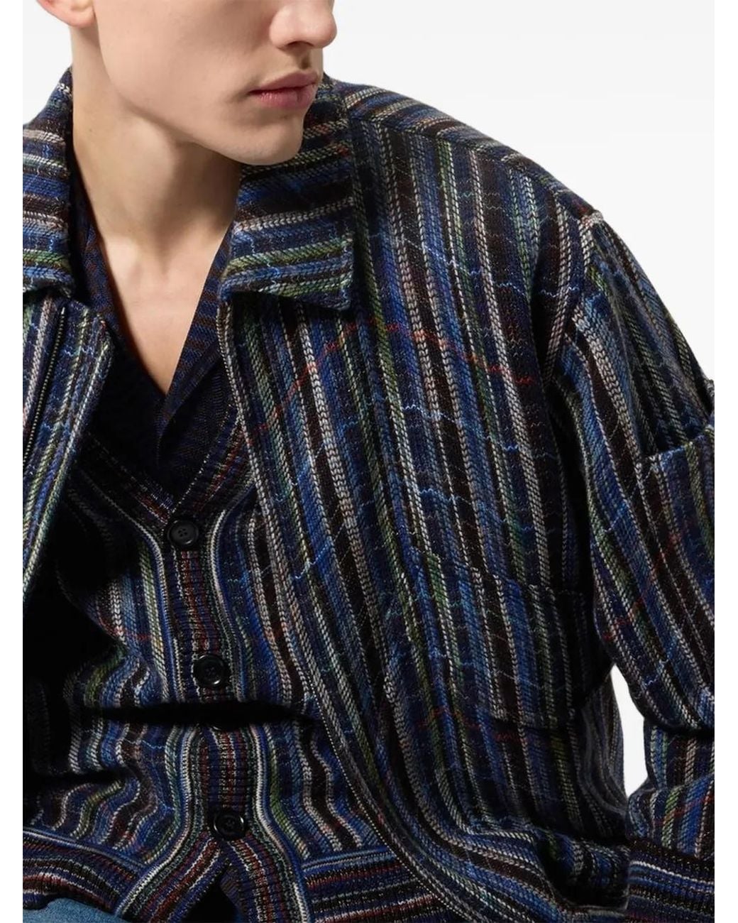 Missoni Blue Wooland Viscose Bomber Jacket With Pockets for men