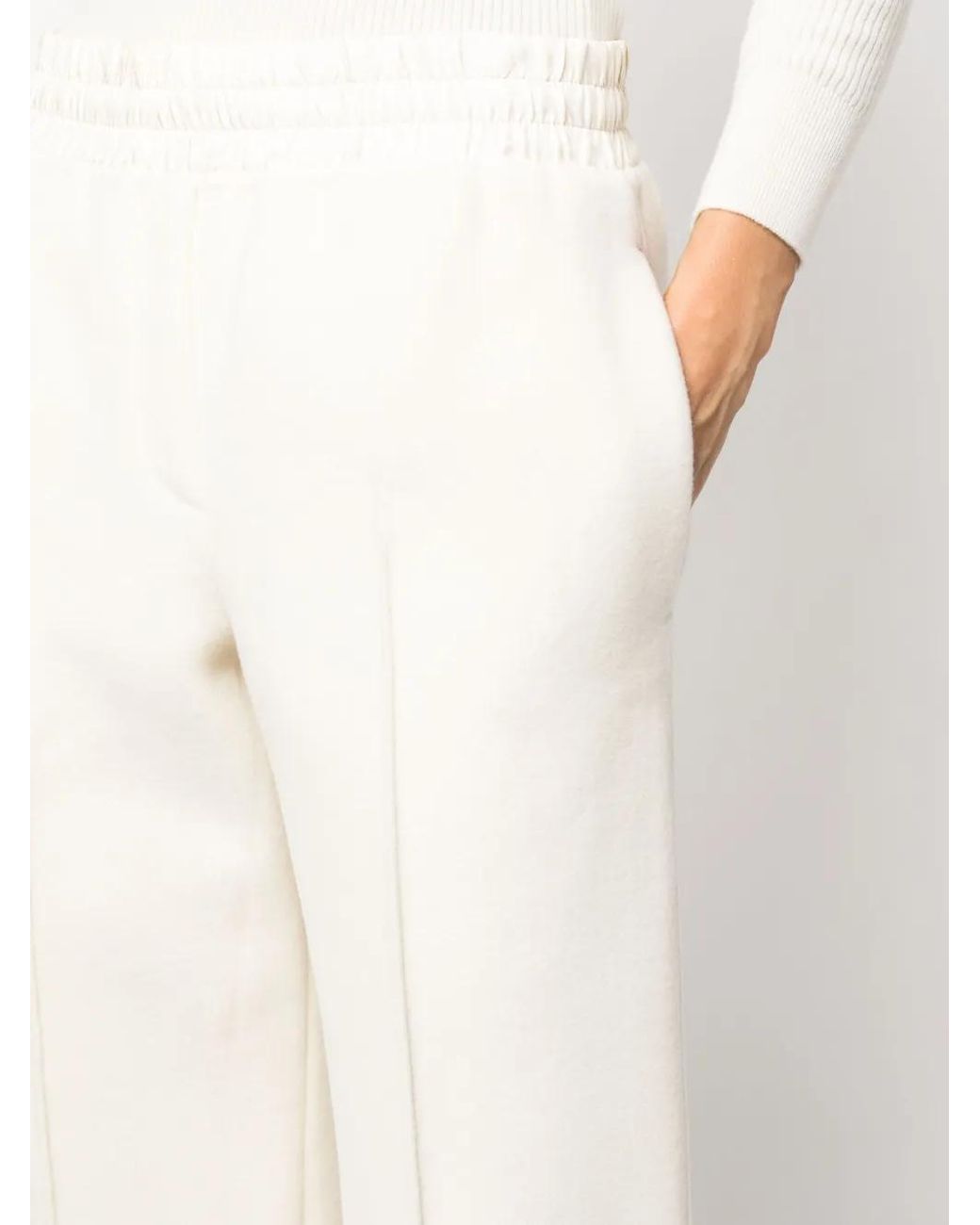 Jil Sander White Virgin-Wool Elasticated-Waist Trousers