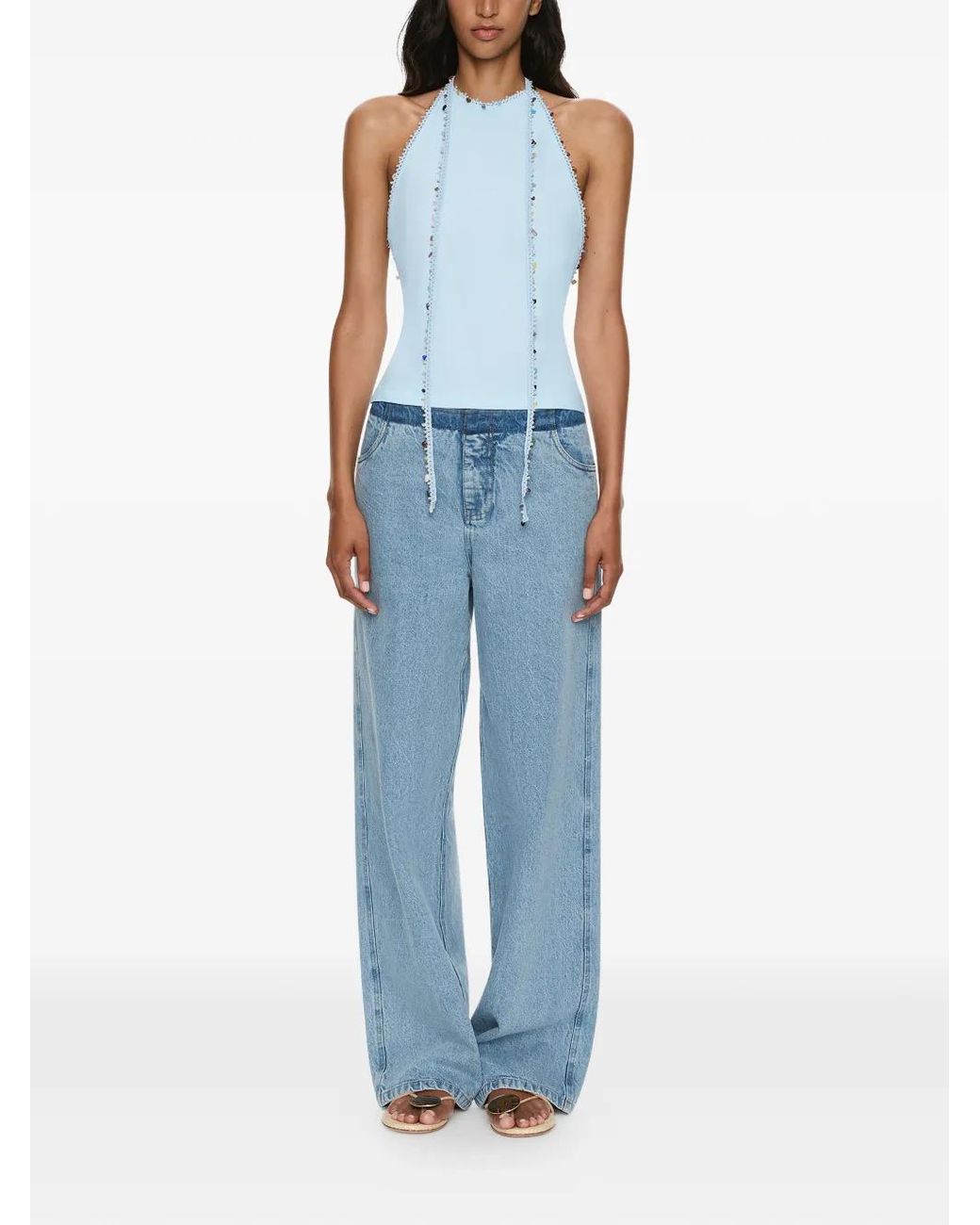 Christopher Esber Blue Beach Quartz Halter Top