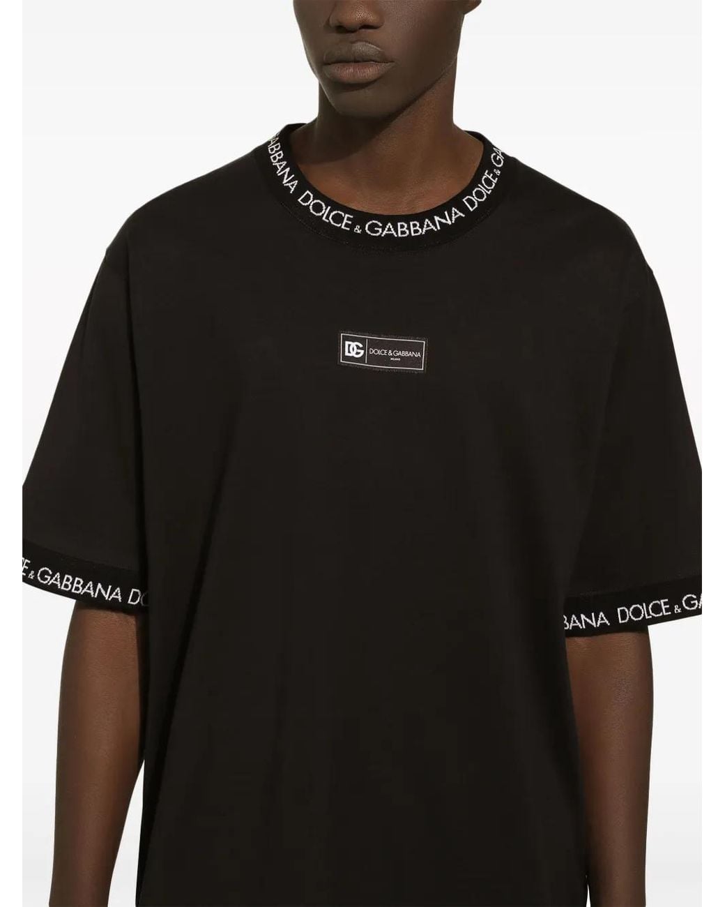 Dolce & Gabbana Black Logo Cotton T-Shirt for men