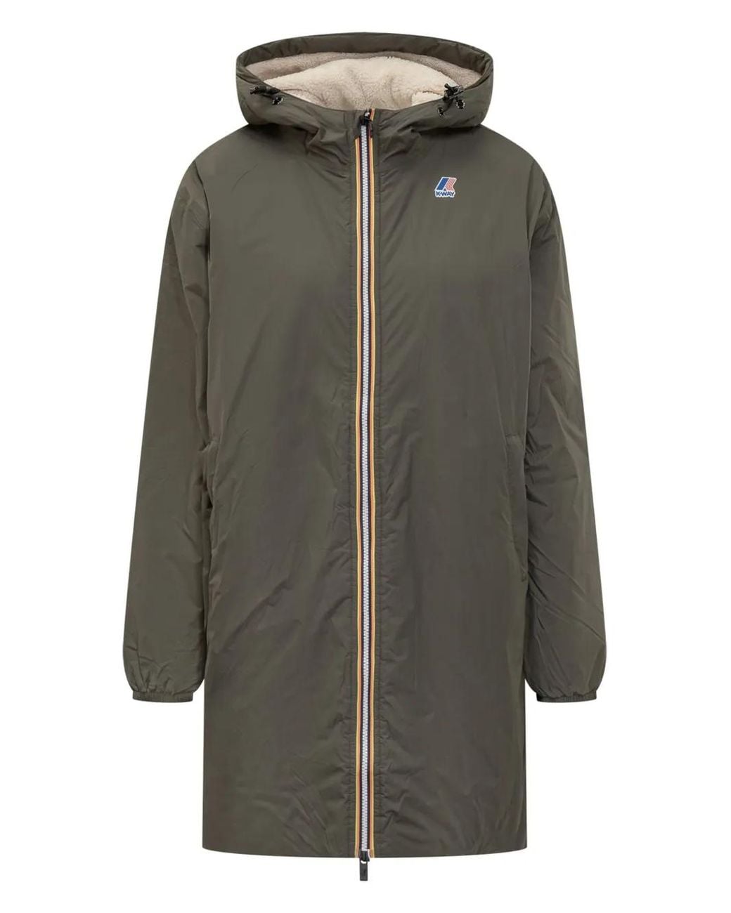 K-Way Gray Hooded Longline Jacket